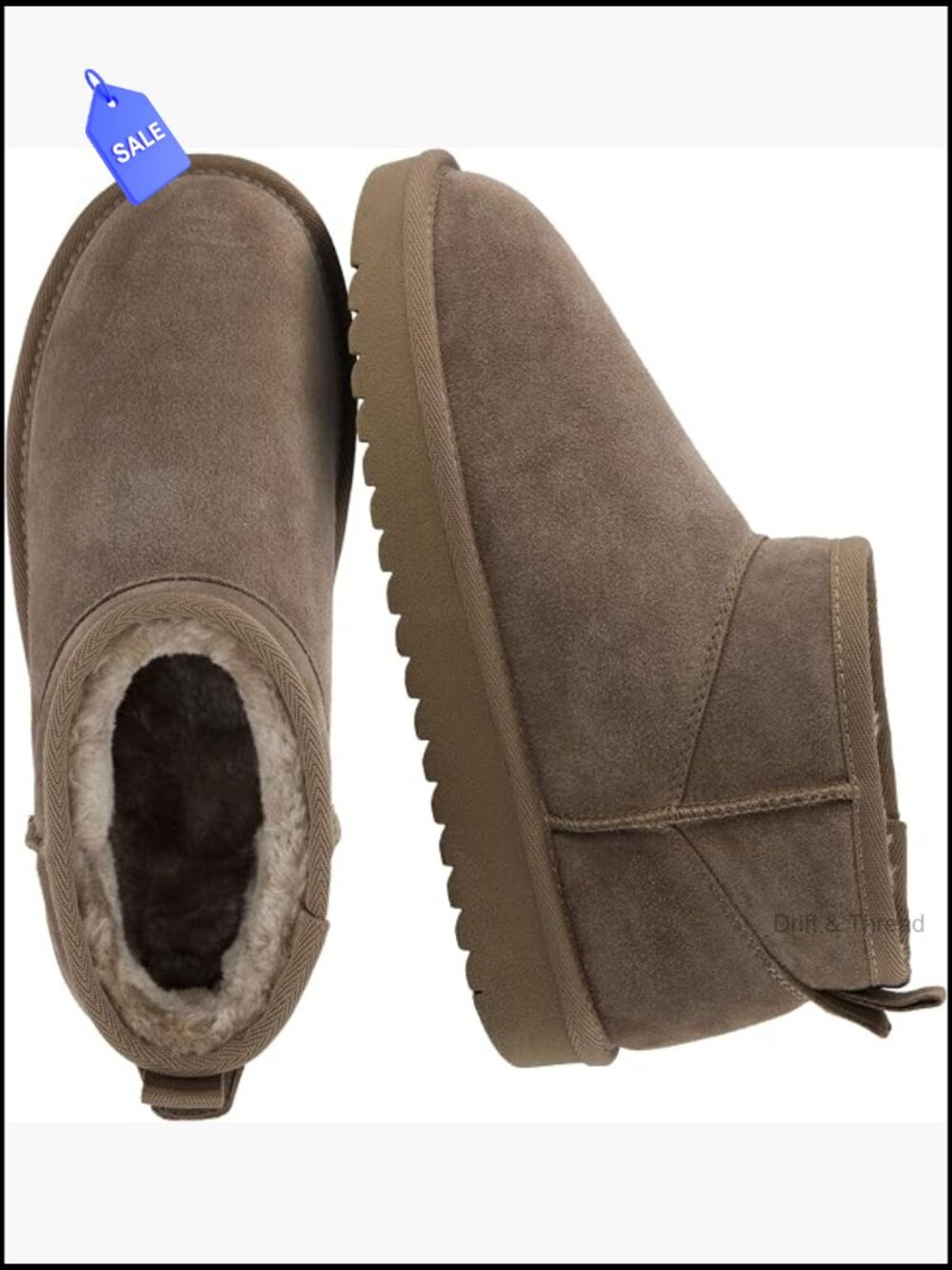 Women's Pull On Suede Ankle Boots with Faux Fur Lining